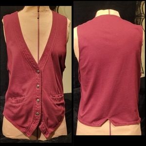 Vtg 90s Gitano burgundy  aztec buttons dbl pocket fitted bohochic vest L unisex